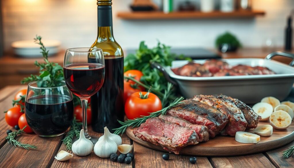 Wine and Beef Braising Ingredients